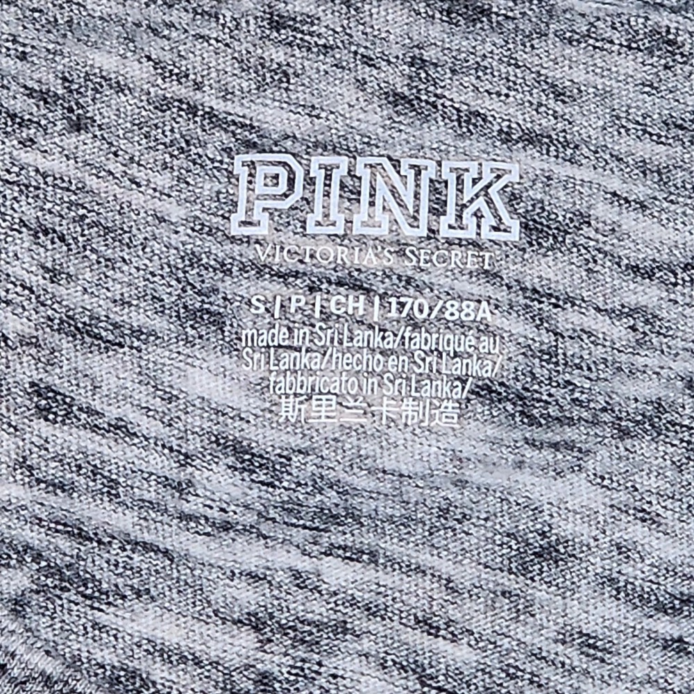 Victorias Secret Pink Womens Small Campus Tee Shirt Marl Gray Neon Pink Logo Dog - Picture 5 of 6